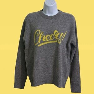 27 Miles Malibu 100% Cashmere Gray Lightweight CHEERS Sweater + Thumb Slits EUC